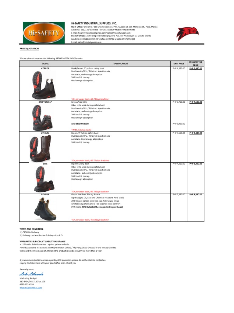 Lala Libranda HiSafety Industrial Supplies, Inc PDF Shoe Nature