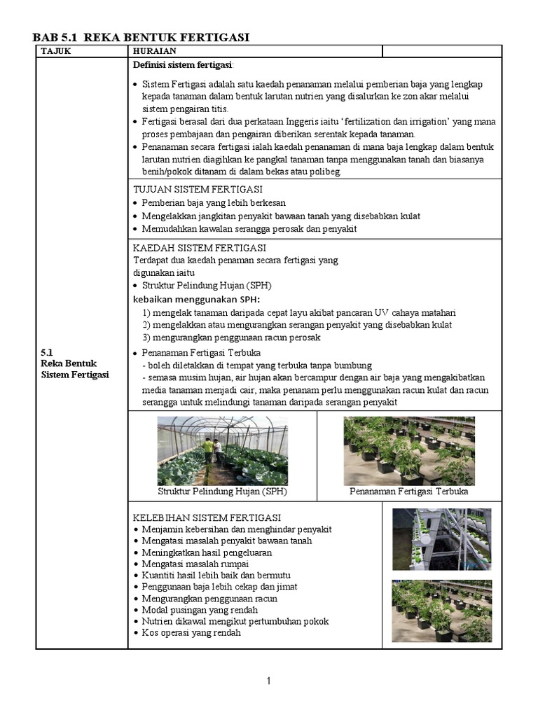 Reka Bentuk Sistem Fertigasi Tingkatan 1 | PDF