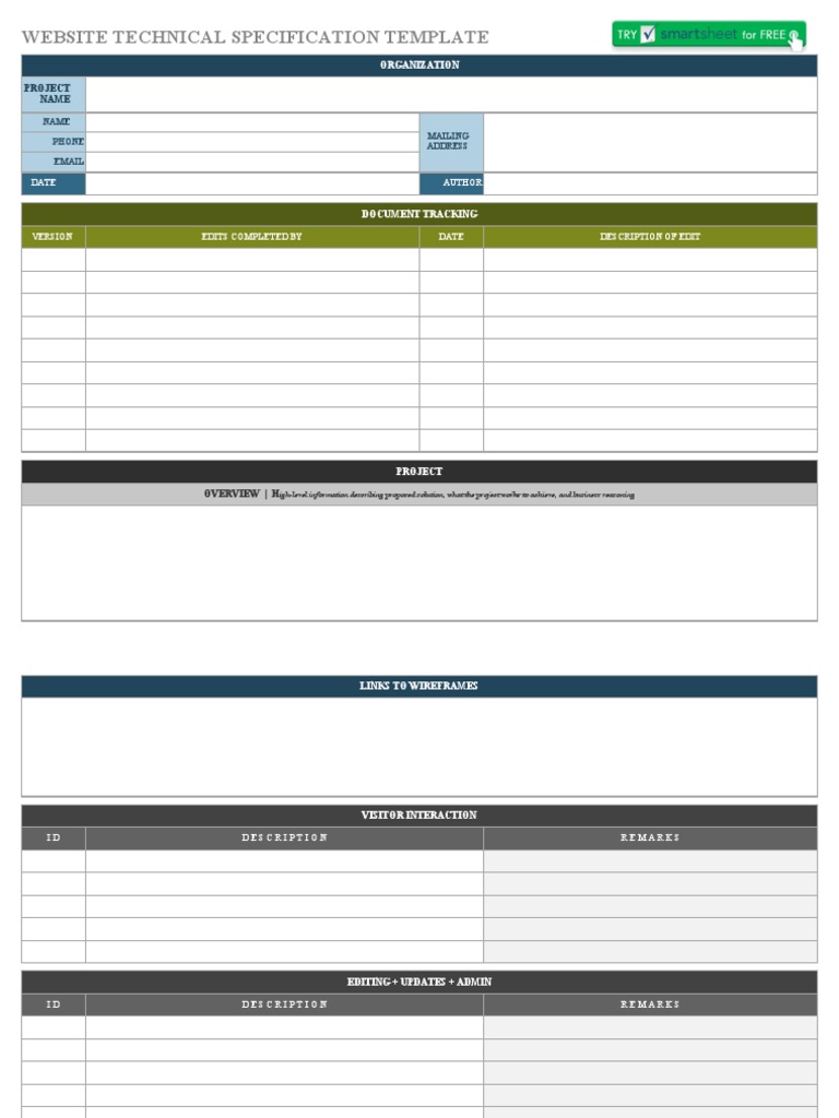 Website Spec Template Guide | PDF | Websites | Specification (Technical ...