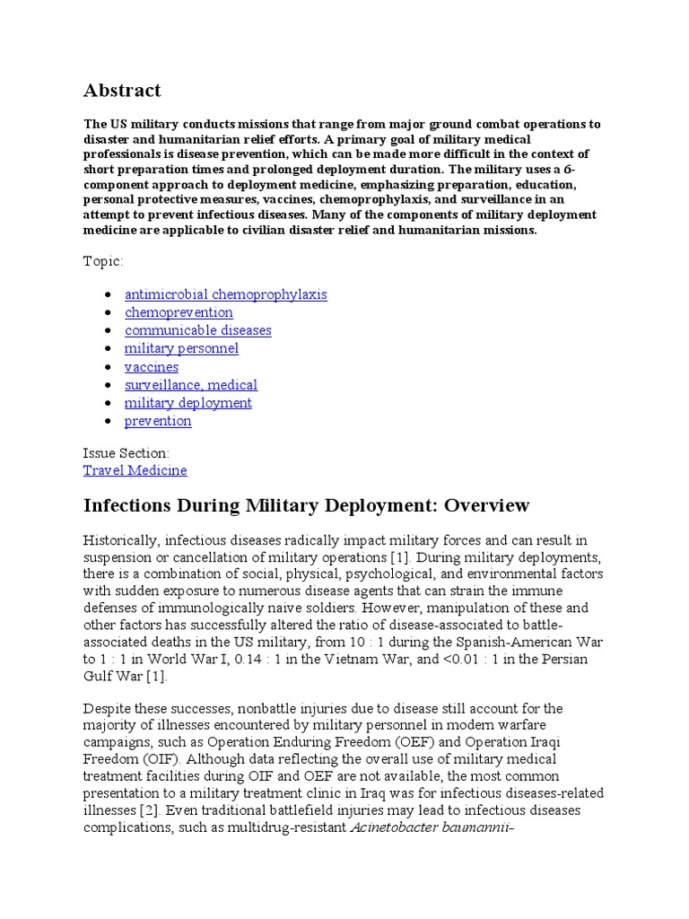 Military Deployment and Disease Prevention | PDF | Vaccines | Infection