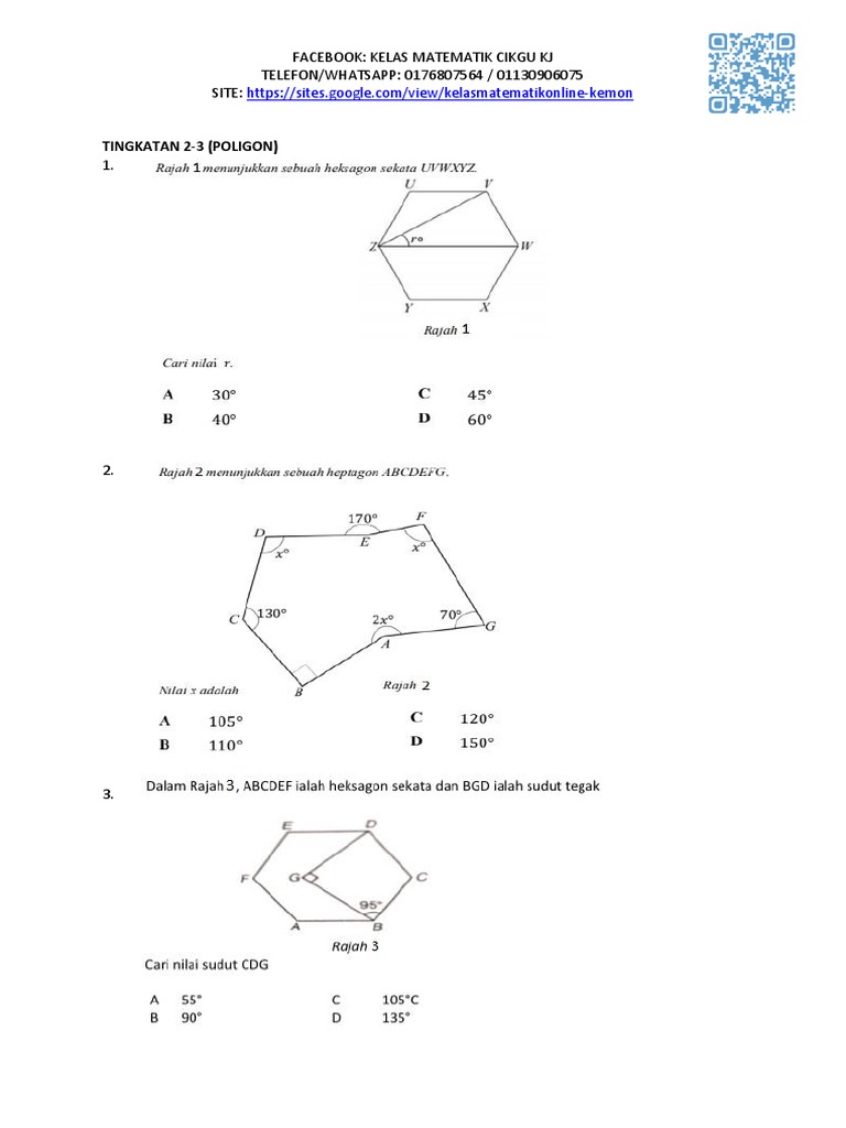 Latihan Poligon Tingkatan 2 Bab 4 | PDF