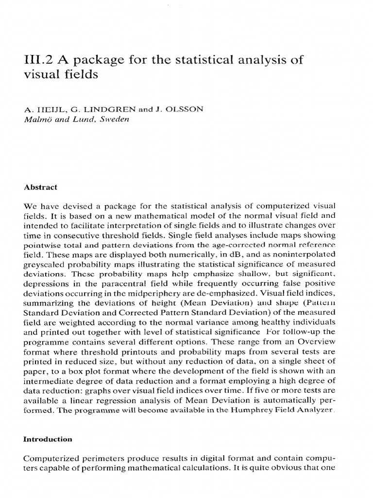 III.2 A Package For The Statistical Analysis of Visual Fields | PDF ...