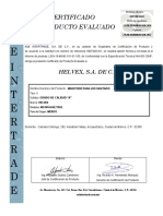 Certificado de producto evaluado para Helvex SA de CV