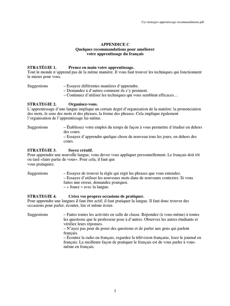 Améliorer votre apprentissage du français | PDF | Langue française ...