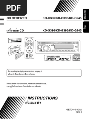 Instructions: CD Receiver KD-G396/KD-G395/KD-G245 | PDF