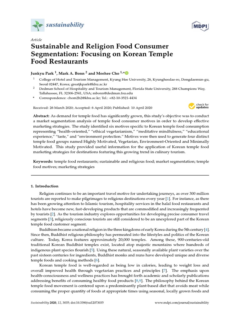 Sustainable and Religion Food Consumer Segmentation: Focusing On Korean ...