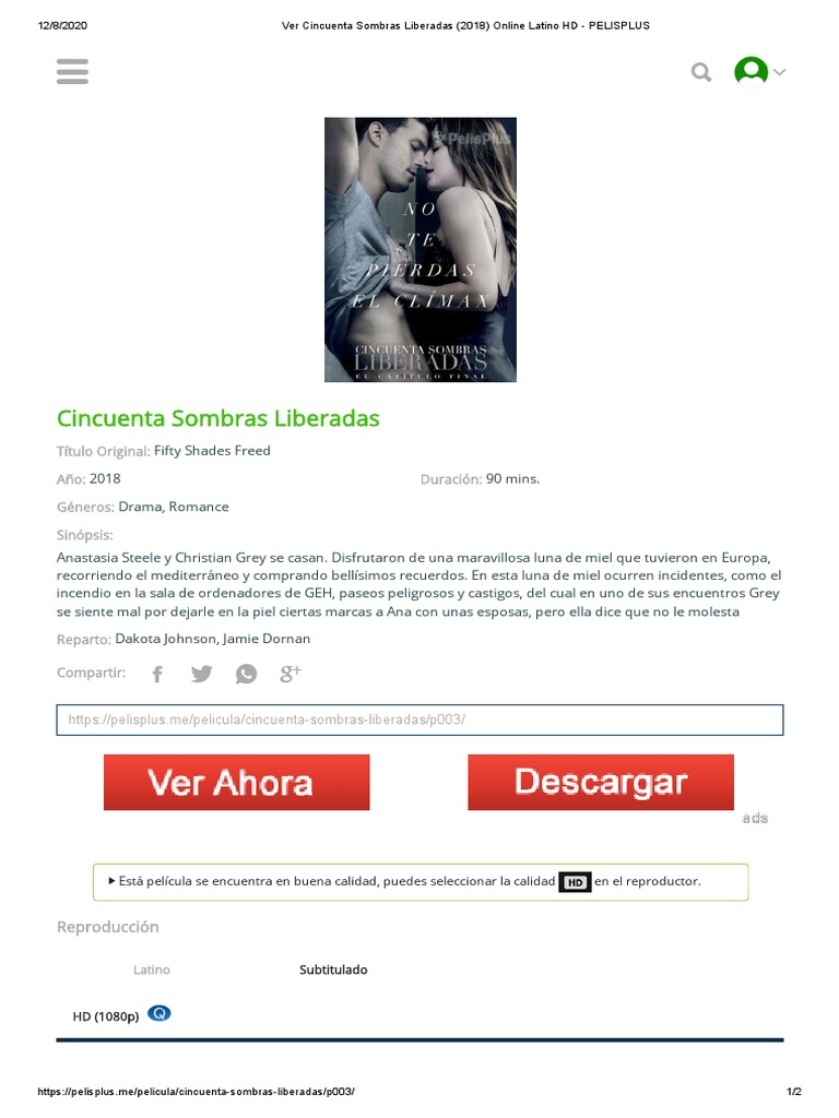 Ver Cincuenta Sombras Liberadas 2018 Online Latino Hd Pelisplus Cortejo