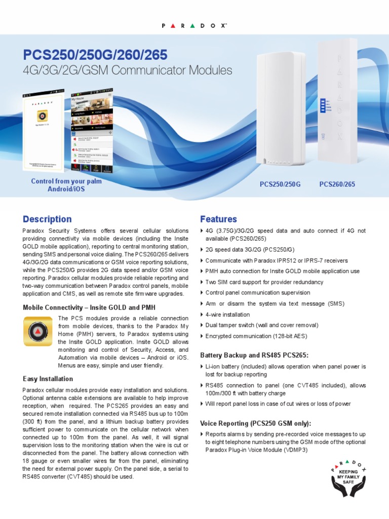 PCS250/250G/260/265: 4G/3G/2G/GSM Communicator Modules | PDF | Gsm ...