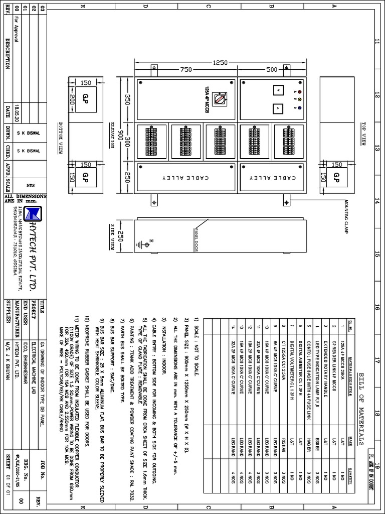 Ga Drawing With Bom and GTP of Indoor Type DB Panel Electrical Machine ...