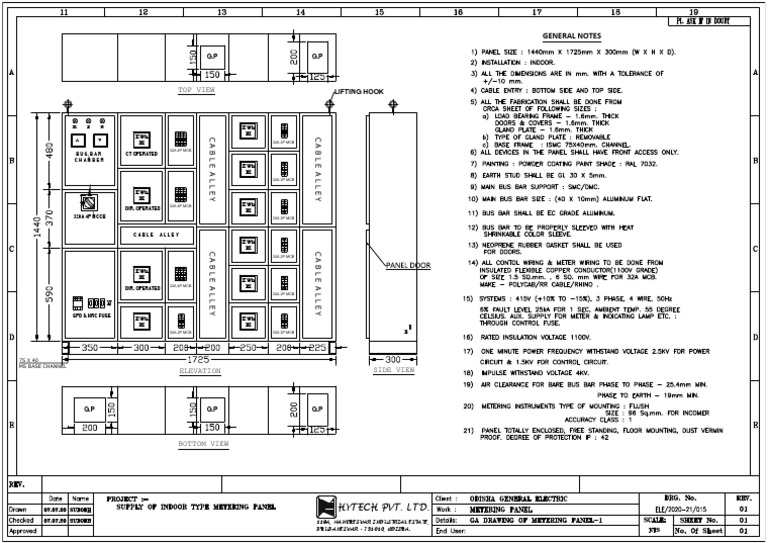 Ga Drawing of Indoor Type Metering Panel-1 With GTP | PDF