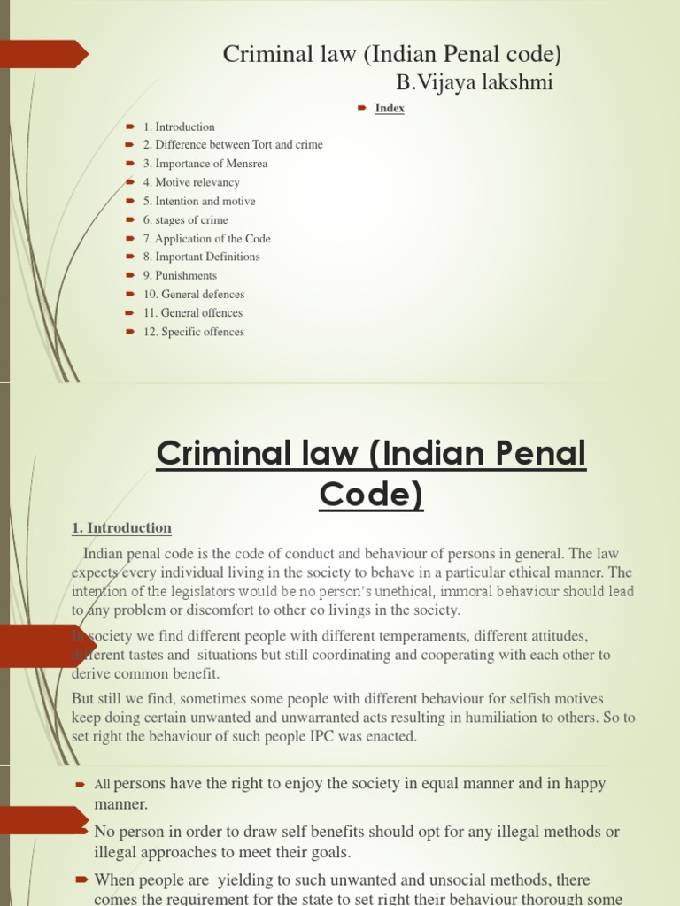 Overview of Indian Penal Code | PDF | Mens Rea | Crime & Violence