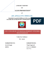 "Sales Promotion": Apl Apollo PVC Pipes LTD