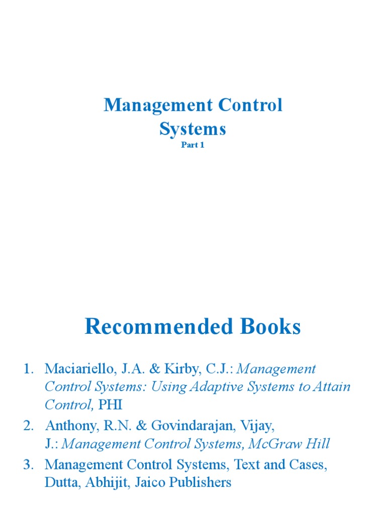 Management Control | PDF | System | Committee