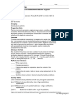 Equations: Performance Assessment Teacher Support