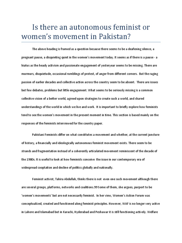 Current State of Feminism in Pakistan | PDF | Feminism | Gender Studies