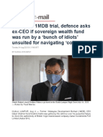At Najib's 1MDB Trial, Defence Asks ex-CEO If Sovereign Wealth Fund Was Run by A Bunch of Idiots' Unsuited For Navigating Cobra Pits'