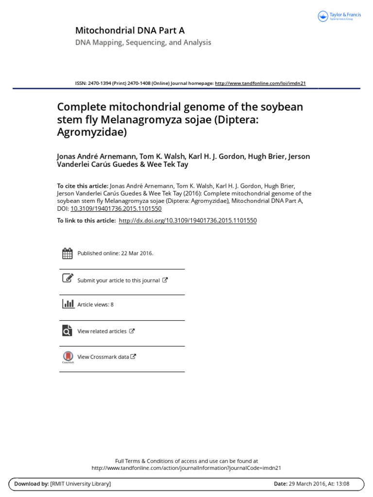 Complete Mitochondrial Genome of Melanagromyza sojae | PDF ...
