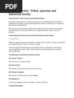 Types of Society: Tribal, Agrarian and Industrial Society