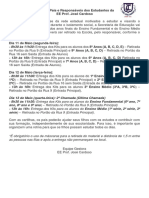 Cronograma distribuição kits estudos EE Prof. José Cardoso