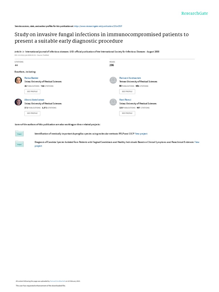 Study On Invasive Fungal Infections in Immunocompr PDF | PDF ...