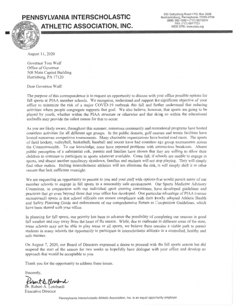 Governor Wolf - BOD Request | PDF