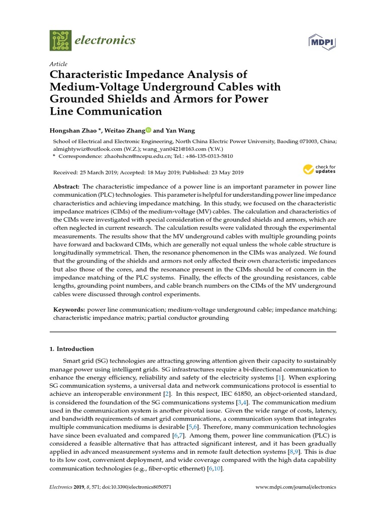 Characteristic Impedance Analysis of Medium-Voltage Underground Cables ...