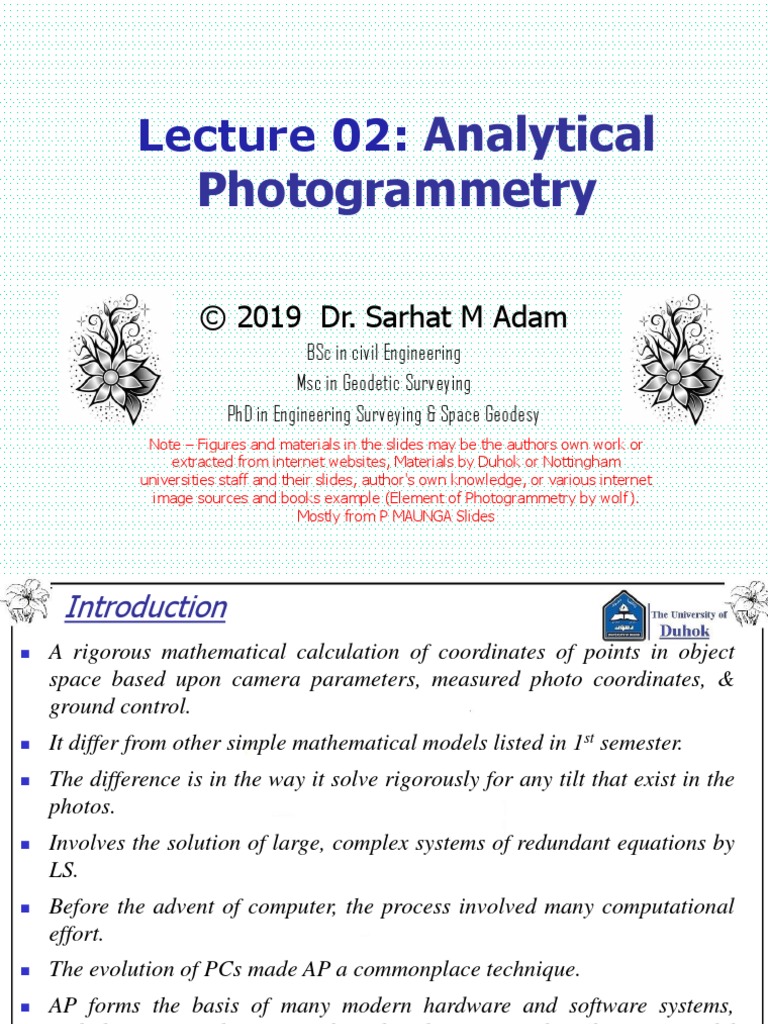 Analytical Photogrammetry: © 2019 Dr. Sarhat M Adam | PDF | Photograph ...