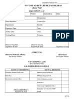 University of Agriculture, Faisalabad: Motor Pool Requisition Slip