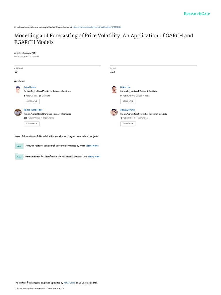 Price Volatility Modeling with GARCH | PDF | Autoregressive Integrated ...