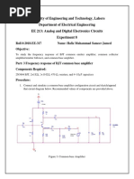 University of Engineering and Technology, Lahore Department of Electrical Engineering EE 213: Analog and Digital Electronics Circuits Experiment 8