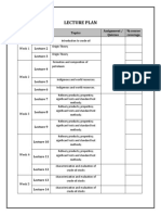 Lecture Plan: Week Lectures Topics Assignment / Quizzes % Course Coverage