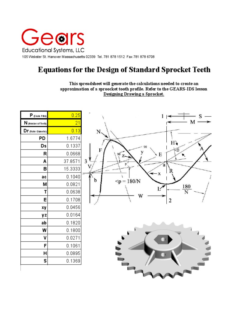 Sprocket Design Calculation Guide | PDF