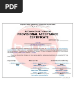 Recommendation For Provisional Acceptance Form-107 V Er 0 0