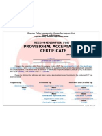 Recommendation For Provisional Acceptance Form-107 V Er 0 0