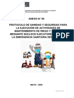 Anexo N 09 Protocolo de Sanidad y Seguridad para La Ejecución de Actividades de Mantenimiento de Riego y Drenes Mediante Núcleos Ejecutores