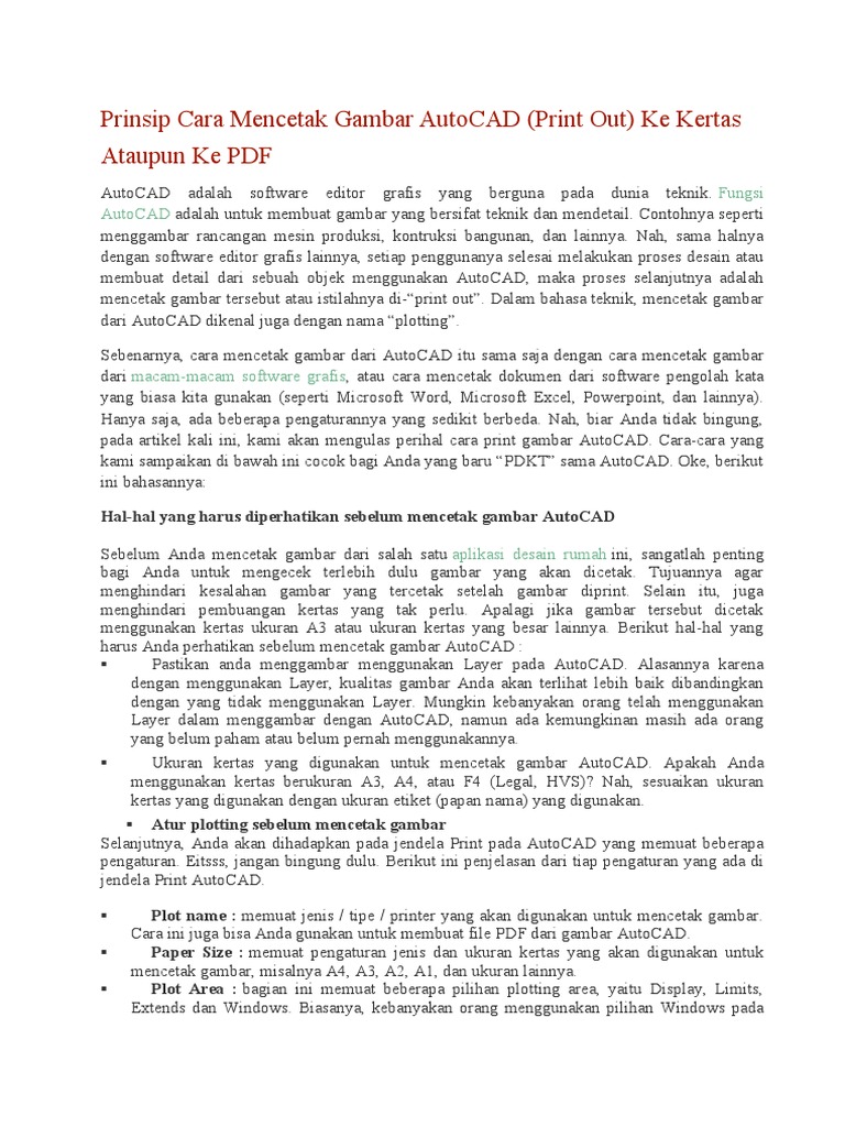 Cara Mencetak Gambar AutoCAD ke PDF | PDF