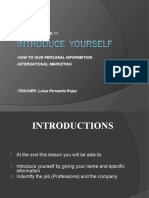 English Course I I: - How To Give Personal Information - International Marketing