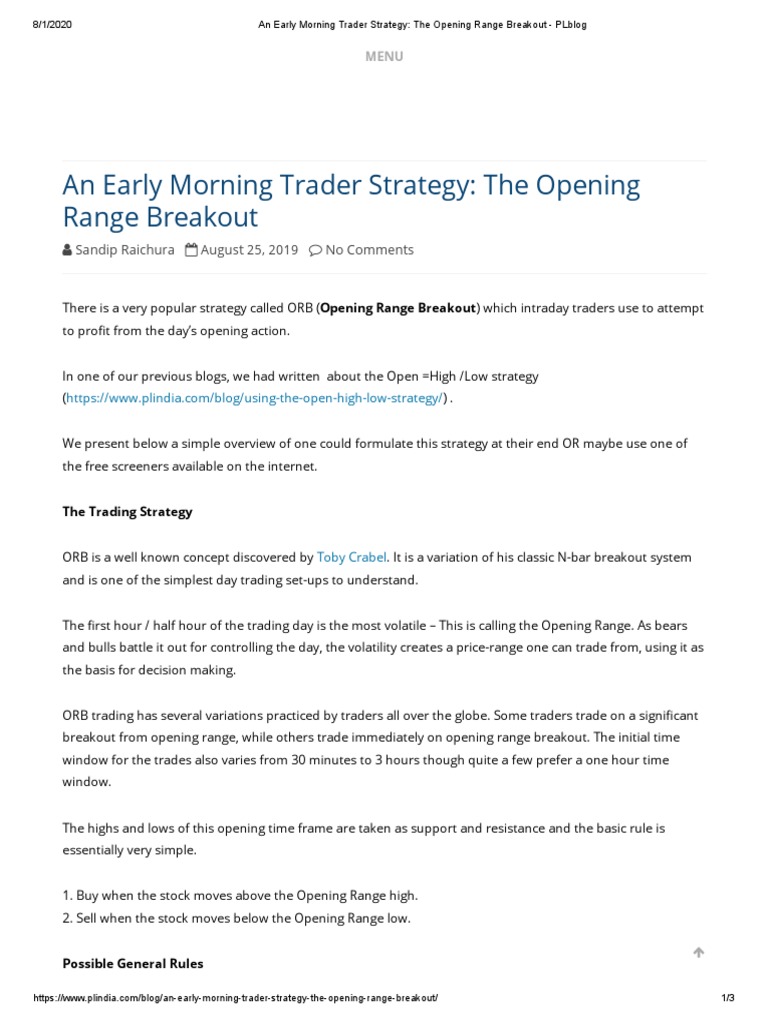 Opening Range Breakout Trading Guide | PDF | Day Trading | Financial ...