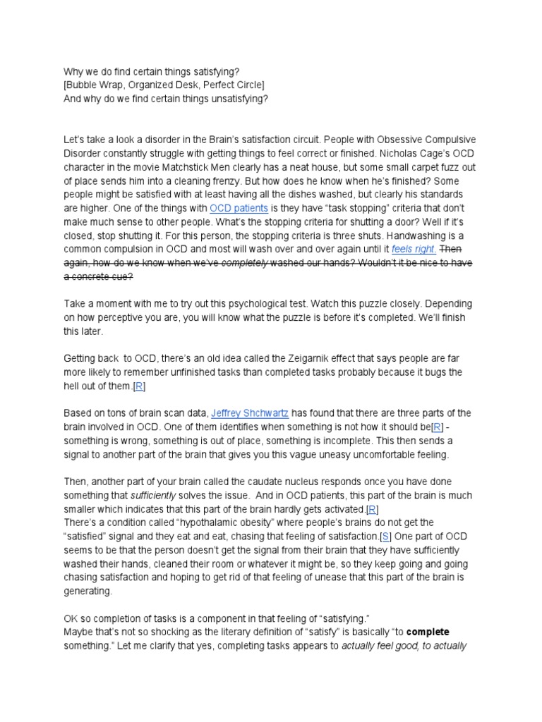 Script For Satisfying Video PDF Flow (Psychology) Obsessive