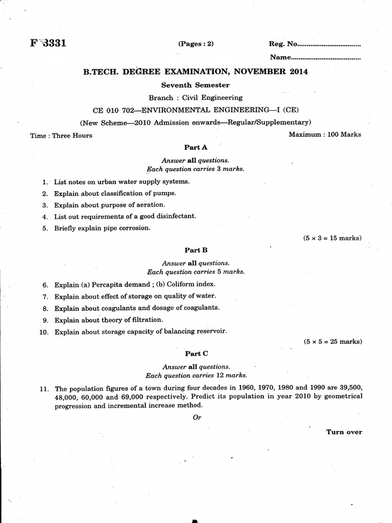 Environmental Engineering-I | PDF | Filtration | Water Supply Network