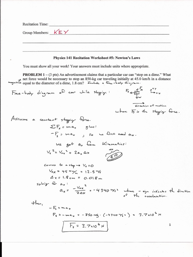 Physics 141 Week 5 Solutions - UNL | PDF | Science | Physics