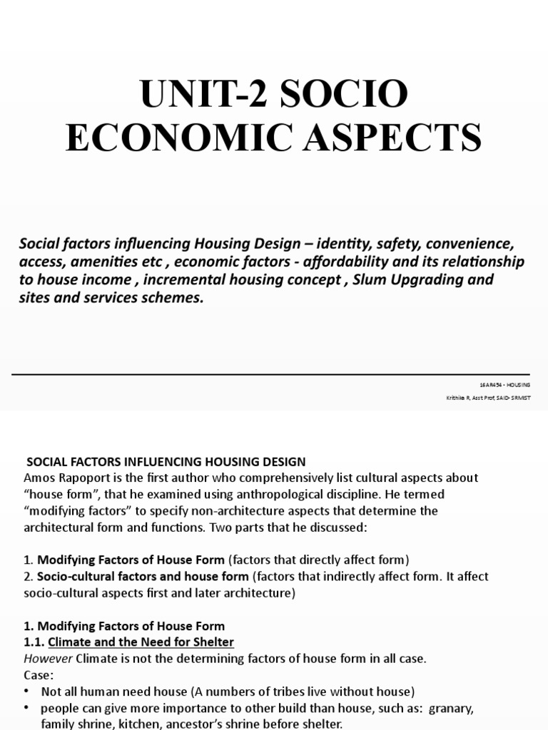 Socioeconomic Factors in Housing Design | PDF | Affordable Housing ...
