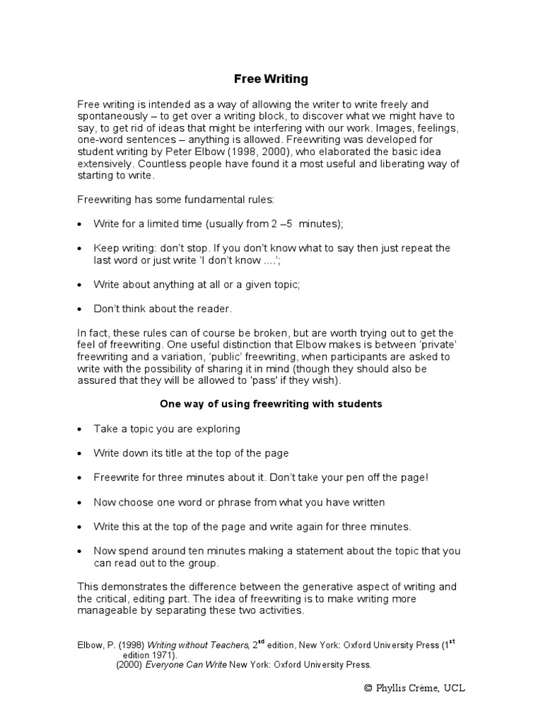 Freewriting Techniques and Rules | PDF | Career & Growth | Language ...