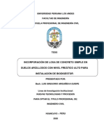 Incorporación de Losa de Concreto Simple en Suelos Arcillosos Con Nivel Freático Alto para Instalación de Biodigestor