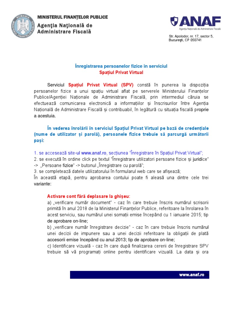 Inregistrare Vizuala Distanta Spv Anaf