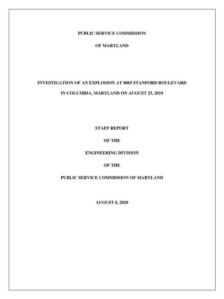 Maryland Gas Explosion Investigation Report | PDF | Safety | Nature