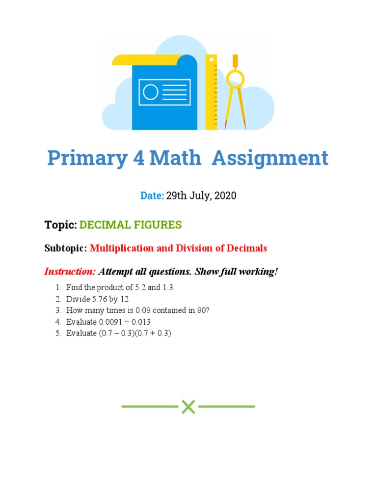 Primary 4 Decimal Math Assignment | PDF