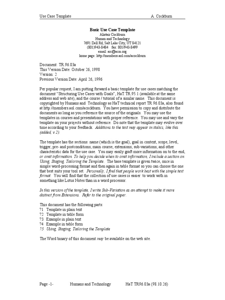 Basic Use Case Template PDF Use Case Credit Card