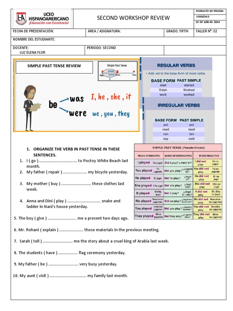 Second Workshop Review: Simple Past Tense Review | PDF | Linguistic ...