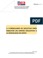 Formulario de Centros PARA MODALIDAD EN ARTES